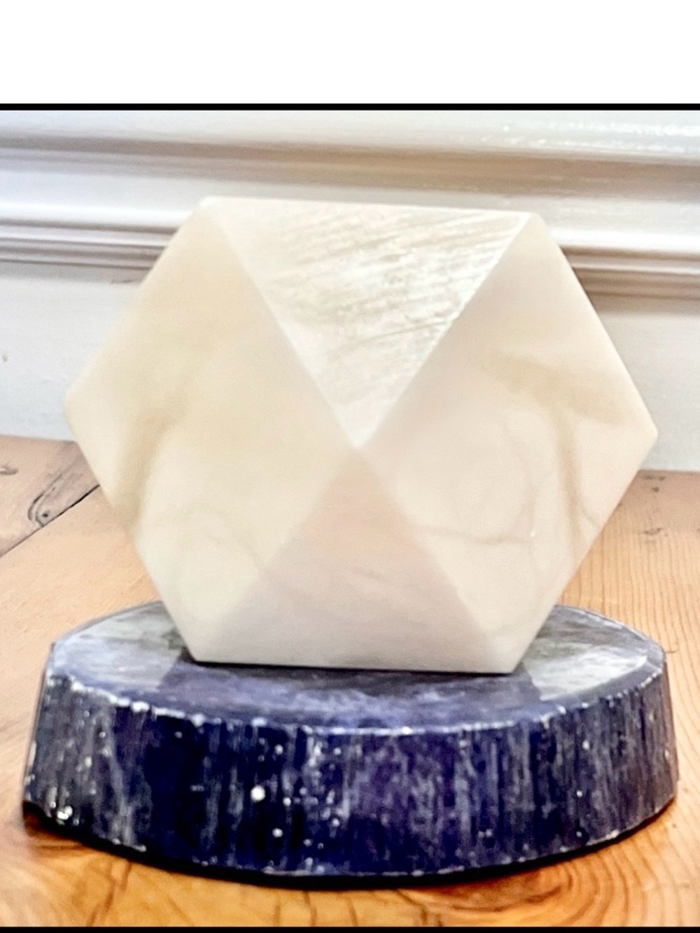 New Alabaster Hand-Carved Geometric 4” Paperweight - office desk gift